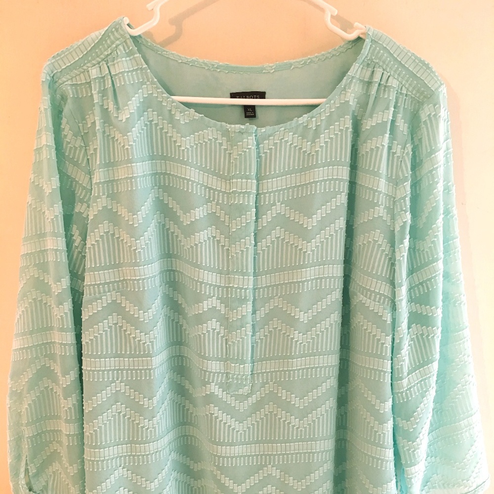 Talbots Very Pretty Textured Mint XL Tunic Blouse